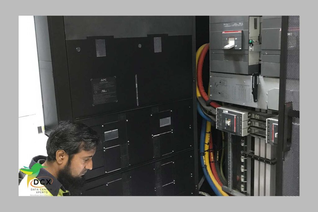 DCX Technologies Customer's data center APC Power UPS modular system maintained by DCX Engineer